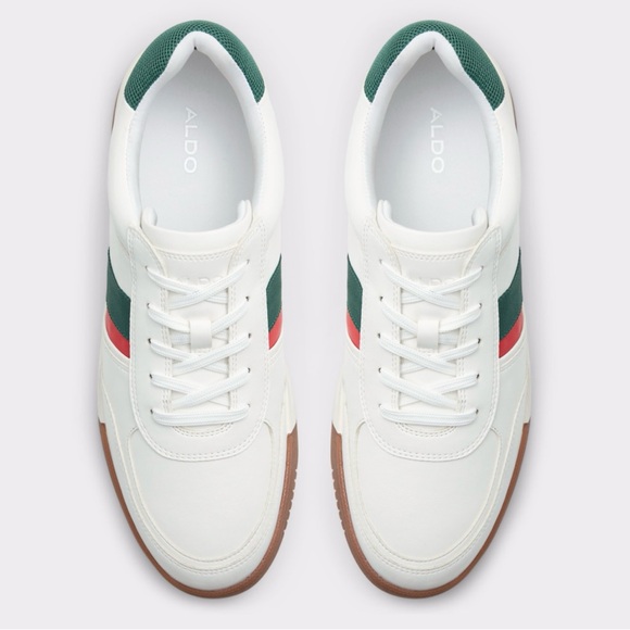 Aldo white sneakers  Two  Stripes Green and Red Size 10 - Picture 2 of 10